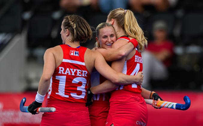 Hockey World Cup Day Seven Lottie Bingham celebrates her first goal and the team™s fourth against Chile in the Pool G classification group in the 2026 FIH Hockey World Cup at Wagener Stadium, Amstelveen 21 08 2026 UK Newspapers OUT Copyright: xGraemexWilcocksonx FIL-23806-0027