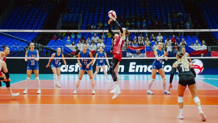 VOLLEYBALL - Eurovolley 2026, AUT vs SRB BRNO,CZECH REPUBLIC,21.AUG.26 - VOLLEYBALL - CEV Women s European Championship, EM, Europameisterschaft 2026, Austria vs Serbia. Image shows Victoria Deisl (AUT).  GEPAxpictures xAlexanderxSolc