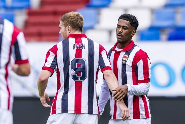 TILBURG , 21-08-2026 , Koning Willem II stadium , season 2026 2027 , Dutch Eredivisie football , match between Willem II and Telstar (friendly) , picture shows Willem II player Devin Haen celebrating the goal. Willem II - Telstar (friendly)  x205893894x Copyright: