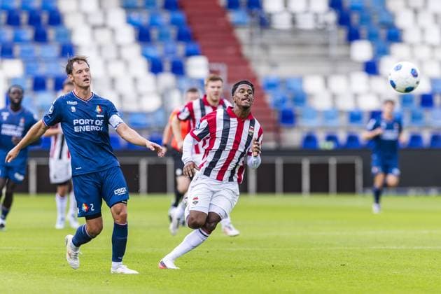 TILBURG , 21-08-2026 , Koning Willem II stadium , season 2026 2027 , Dutch Eredivisie football , match between Willem II and Telstar (friendly) , picture shows Telstar player Jeff Hardeveld , Willem II player Jayden Slory Willem II - Telstar (friendly)  x205893927x Copyright: