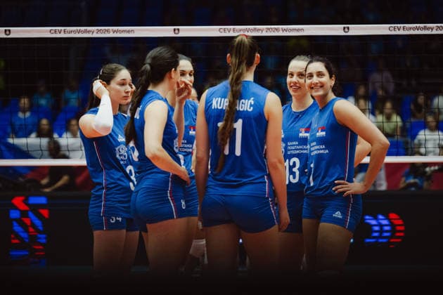 VOLLEYBALL - Eurovolley 2026, AUT vs SRB BRNO,CZECH REPUBLIC,21.AUG.26 - VOLLEYBALL - CEV Women s European Championship, EM, Europameisterschaft 2026, Austria vs Serbia. Image shows the team of Serbia.  GEPAxpictures xAlexanderxSolc
