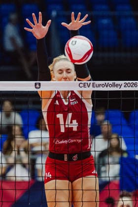 VOLLEYBALL - Eurovolley 2026, AUT vs SRB BRNO,CZECH REPUBLIC,21.AUG.26 - VOLLEYBALL - CEV Women s European Championship, EM, Europameisterschaft 2026, Austria vs Serbia. Image shows Kora Schaberl (AUT).  GEPAxpictures xAlexanderxSolc