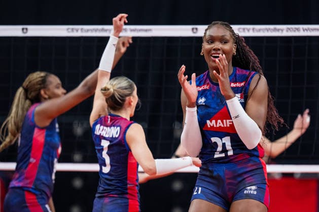 260821 Brooklyn Eva Elouga of France celebrates during the CEV EuroVolley 2026 group stage volleyball match between France and Slovakia on August 21, 2026 in Gothenburg. Photo: Mathias Bergeld BILDBYRAN kod MB MB1401 volleyboll volleyball cev eurovolley 2026 volleyboll-em france slovakia dam bbeng frankrike slovakien women kvinner jubel *** August 21, 2026: Brooklyn Eva Elouga of France celebrates during the CEV EuroVolley 2026 group stage volleyball match between France and Slovakia on August 21, 2026 in Gothenburg. Photo by Mathias Bergeld. BILDBYRAN code MB MB1401 volleyball CEV EuroVolley 2026 European Volleyball Championship France Slovakia women s women cheering  Copyright: MATHIASxBERGELD BB260821MB033
