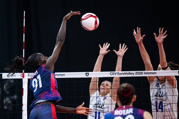 260821 Halimatou Bah of France during the CEV EuroVolley 2026 group stage volleyball match between France and Slovakia on August 21, 2026 in Gothenburg. Photo: Mathias Bergeld BILDBYRAN kod MB MB1401 volleyboll volleyball cev eurovolley 2026 volleyboll-em france slovakia dam bbeng frankrike slovakien women kvinner *** August 21, 2026: Halimatou Bah of France during the CEV EuroVolley 2026 group stage volleyball match between France and Slovakia on August 21, 2026 in Gothenburg. Photo by Mathias Bergeld. BILDBYRAN code MB MB1401 volleyball CEV EuroVolley 2026 European Volleyball Championship France Slovakia women s  Copyright: MATHIASxBERGELD BB260821MB037