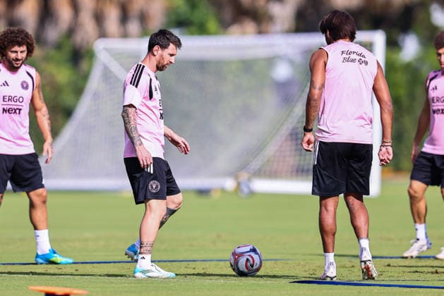 FORT LAUDERDALE, FL - AUGUST 21: Lionel Messi (10) of Inter Miami CF is seen during an Inter Miami Training Session at Florida Blue Training Center on August 21, 2026 in Fort Lauderdale, Florida. SOCCER: AUG 21 Inter Miami CF Training EDITORIAL USE ONLY Icon2608210000008