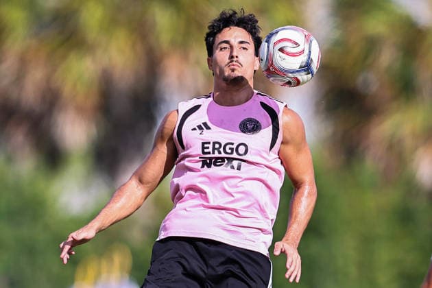 FORT LAUDERDALE, FL - AUGUST 21: Gonzalo Lujan (2) of Inter Miami CF is seen during an Inter Miami Training Session at Florida Blue Training Center on August 21, 2026 in Fort Lauderdale, Florida. SOCCER: AUG 21 Inter Miami CF Training EDITORIAL USE ONLY Icon2608210000012