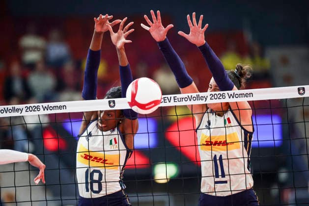GOTHENBURG, SWEDEN 20260821 Italy s Paola Ogechi Egonu (18) and Anna Danesi (11) in action during the women s EuroVolley 2026 European Championship, EM, Europameisterschaft pool D match between Croatia and Italy at Scandinavium arena in Gothenburg, Sweden, on Aug. 21, 2026. GÖTEBORG SWEDEN x9200x *** GOTHENBURG, SWEDEN Aug. 21, 2026 Italy’s Paola Ogechi Egonu, 18, and Anna Danesi, 11, in action during the Women’s EuroVolley 2026 European Championship Pool D match between Croatia and Italy at the Scandinavium Arena in Gothenburg, Sweden, on Aug. 21, 2026 GOTHENBURG SWEDEN x9200x  Copyright: xAdamxIhse TTx SWEDEN EUROVOLLEY CROATIA-ITALY