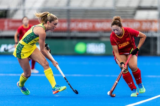FIH Hockey World Cup: China v Australia Women AMSTELVEEN, NL - AUGUST 21: Sarah Byrnes of Australia during the FIH Hockey World Cup match between China and Australia Women at Wagener Stadion on August 21, 2026 in Amstelveen, Netherlands. Amstelveen Wagener Stadion Netherlands Content not available for redistribution in The Netherlands directly or indirectly through any third parties. Copyright: xMarcelxvanxPlateringenx