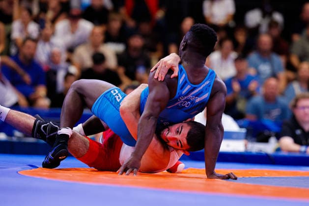 U20 World Championships 57kg FS - Dunia Rodriguez Sibomana (COD) df. Danoush Jowkar (GBR) *** U20 World Championships, 57 kg Freestyle: Dunia Rodriguez Sibomana (COD) def. Danoush Jowkar (GBR) Copyright: xKostadinxAndonovx