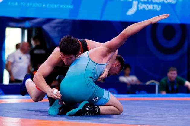 U20 World Championships 79kg FS - Aibek Kalyakhmet (KAZ) df. Slade Shadowshot (RSA) *** U20 World Championships, 79 kg Freestyle: Aibek Kalyakhmet (KAZ) def. Slade Shadowshot (RSA) Copyright: xKostadinxAndonovx