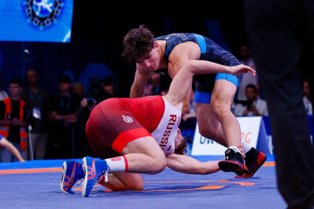 U20 World Championships 79kg FS - Ismail Khaniev (RUS) df. Bohdan Oleksiienko (UKR) *** U20 World Championships, 79 kg Freestyle: Ismail Khaniev (RUS) defeated Bohdan Oleksiienko (UKR) by decision Copyright: xKostadinxAndonovx