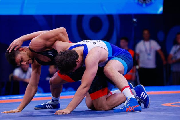U20 World Championships 79kg FS - Ismail Khaniev (RUS) df. Sobhan Abdollah Esmi (IRI) *** U20 World Championships, 79 kg Freestyle: Ismail Khaniev (RUS) defeated Sobhan Abdollah Esmi (IRI) Copyright: xKostadinxAndonovx