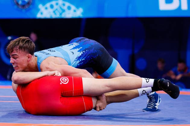 U20 World Championships 79kg FS - Tristan Aleksandrov (EST) df. Adrian Flocea (MDA) *** U20 World Championships, 79 kg Freestyle: Tristan Aleksandrov (EST) defeated Adrian Flocea (MDA) Copyright: xKostadinxAndonovx