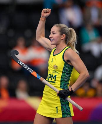 Hockey World Cup Day Seven Claire Colwill of Australia Women (Hockeyroos) celebrates earning a penalty stroke to equalise against China in the Pool E group in the 2026 FIH Hockey World Cup at Wagener Stadium, Amstelveen 21 08 2026 UK Newspapers OUT Copyright: xGraemexWilcocksonx FIL-23806-0030