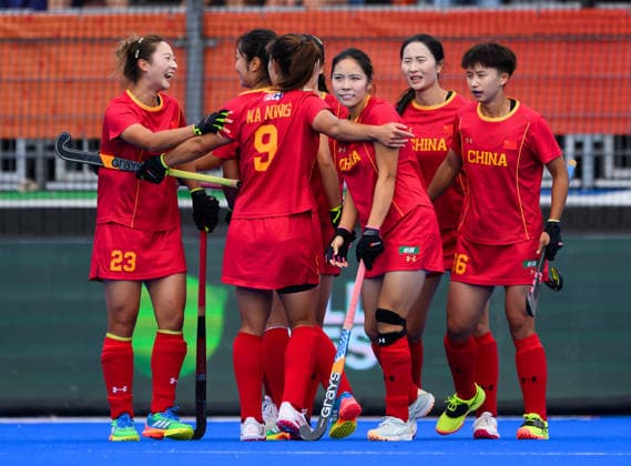 Hockey World Cup Day Seven China celebrate their opening goal in the Pool E group against Australia in the 2026 FIH Hockey World Cup at Wagener Stadium, Amstelveen 21 08 2026 UK Newspapers OUT Copyright: xGraemexWilcocksonx FIL-23806-0035