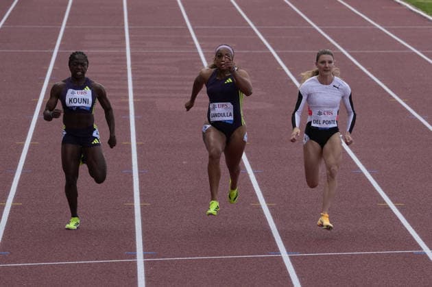 Lausanne, Switzerland - August 21: Nathacha Kouni (SUI), Arialis Gandulla (POR) and Ajla del Ponte (SUI) in action during the Wanda Diamond League Athletissima Lausanne 2026 at Stade Olympique de la Pontaise on August 21, 2026 in Lausanne, Switzerland.  Copyright: xKjetilxWaberx xSPPx Sportspressphoto_SPR211679
