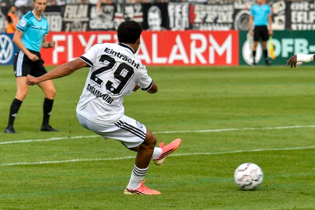 Ayoube Amaimouni-Echghouyab (Eintracht Frankfurt 29) erzielt das Tor zum 0:3 21.08.2026 ¢ Fussball ¢ SC St. Tönis vs Eintracht Frankfurt, Grotenburg-Stadion, Krefeld, DFB DFL REGULATIONS PROHIBIT ANY USE OF PHOTOGRAPHS AS IMAGE SEQUENCES AND OR QUASI-VIDEO *** Ayoube Amaimouni Echghouyab of Eintracht Frankfurt scores the goal to make it 0–3 on August 21, 2026 ¢ Soccer ¢ SC St. Tönis vs. Eintracht Frankfurt, Grotenburg Stadium, Krefeld, DFB DFL regulations prohibit any use of photographs as image sequences and or quasi-video Copyright: xpepphotox xSaschaxWeizx pep00321, pep_20260821_hm
