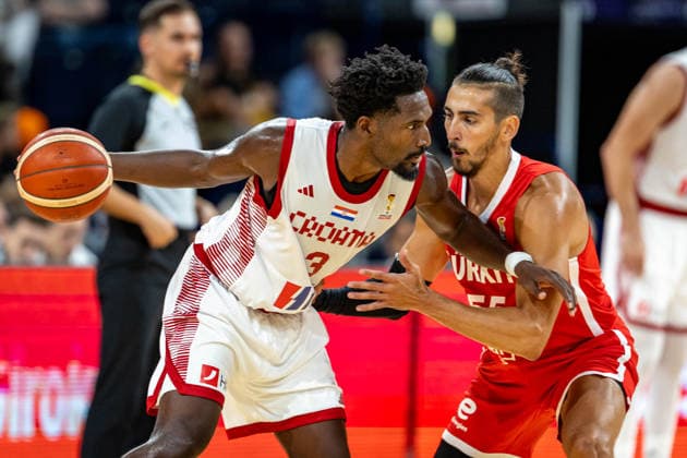 Basketball Hamburg 21.08.2026 Turkish Airlines Supercup 2026 Kroatien (CRO) - Türkei (TUR) Jaleen Smith (Kroatien, No.03) Kenan Sipahi (Türkei, No.55) *** Basketball Hamburg, August 21, 2026 Turkish Airlines Supercup 2026 Croatia (CRO) vs. Turkey (TUR) Jaleen Smith (Croatia, No. 03) Kenan Sipahi (Turkey, No. 55)