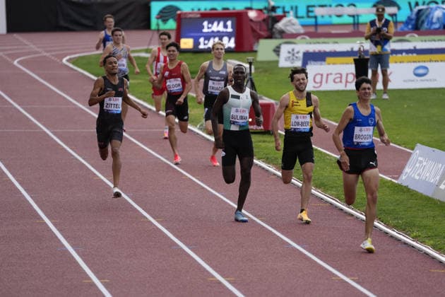 Lausanne, Switzerland - August 21: Louis Low-Beer (SUI, 800m Men B Race), Musa Suliman (ART, 800m Men B Race) and Florian Zittel (GER, 800m Men B Race) in action during the Wanda Diamond League Athletissima Lausanne 2026 at Stade Olympique de la Pontaise on August 21, 2026 in Lausanne, Switzerland.  Copyright: xKjetilxWaberx xSPPx Sportspressphoto_SPR211702