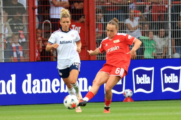 21.08.2026, GER Deutschland, Fussball, 1.Fussballbundesliga, Frauen, 2026 2027, Alte Foersterei, 1.FC Union vs. Bayern Muenchen Lisanne Graewe ( 1.FC Union Berlin 6 ), Dallmann Linda ( FC Bayern Muenchen 10 ) 1. Liga: DFB DFL regulations prohibit any use of photographs as image sequences and or quasi-video) Berlin Stadion Alte Foersterei Berlin Deutschland *** August 21, 2026, GER Germany, Soccer, Bundesliga 1, Women, 2026–2027, Alte Foersterei, 1. FC Union vs. Bayern Munich, Lisanne Graewe (1. FC Union Berlin) 6, Linda Dallmann (FC Bayern Munich) 10. DFB and DFL regulations prohibit any use of photographs as image sequences and or quasi-video. Berlin, Alte Foersterei Stadium, Berlin, Germany Copyright: xNordphotox xEnglerx