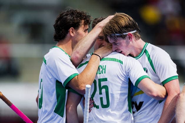 2026 Men s FIH Hockey World Cup, Belfius Hockey Arena, Wavre, Belgium 21 8 2026 Ireland vs Malaysia Ireland s Jonathan Lynch celebrates with teammates after scoring his sides first goal of the match Jonathan Lynch celebrates with teammates after scoring his sides first goal of the match 21 8 2026  Copyright: xWillxPalmerx WP7_9481 20260821