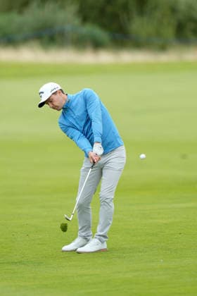 BALMEDIE, SCOTLAND - AUG 21: Matthew Jordan (ENG) plays from the tenth fairway during Round 2 at the 2026 Nexo Championship at the Trump International Golf Links, Balmedie on August 21, 2026 in Aberdeenshire, Scotland The 2026 Nexo Championship