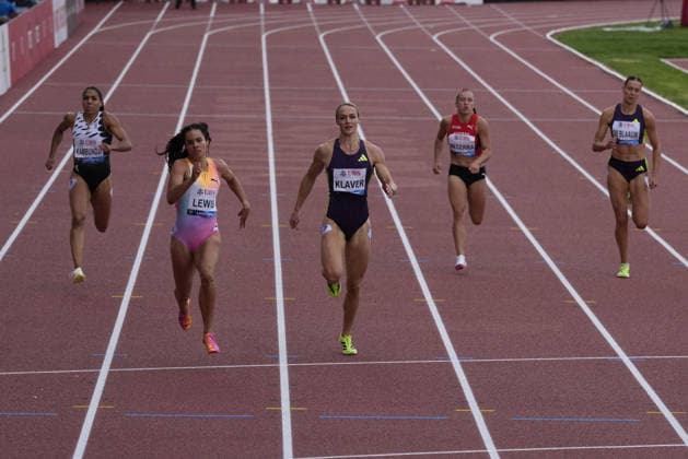 Lausanne, Switzerland - August 21: Torrie Lewis (AUS) and Lieke Klaver (NED) compete in the 200m Women B Race during the Wanda Diamond League Athletissima Lausanne 2026 at Stade Olympique de la Pontaise on August 21, 2026 in Lausanne, Switzerland.  Copyright: xKjetilxWaberx xSPPx Sportspressphoto_SPR211776
