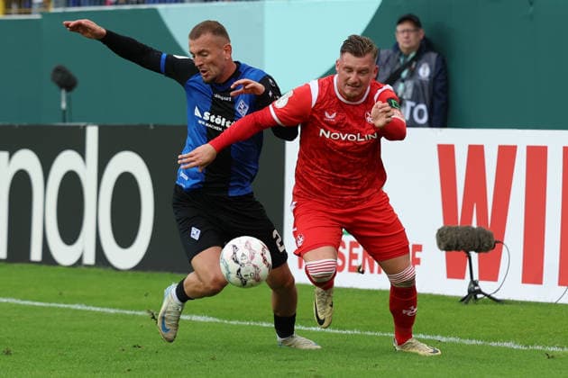 21.08.2026, xrekx, Fussball DFB Pokal 1.Runde, SV Waldhof Mannheim - 1.FC Kaiserslautern v.l. Kushtrim Asallari (SV Waldhof Mannheim) Marlon Ritter (1.FC Kaiserslautern) Zweikampf, Aktion, action, battle for the ball (DFL DFB REGULATIONS PROHIBIT ANY USE OF PHOTOGRAPHS as IMAGE SEQUENCES and or QUASI-VIDEO) Mannheim *** August 21, 2026, xrekx, Soccer DFB Cup 1st Round, SV Waldhof Mannheim vs. 1. FC Kaiserslautern, Kushtrim Asallari (SV Waldhof Mannheim), Marlon Ritter (1. FC Kaiserslautern), tackle, action, battle for the ball. DFL and DFB regulations prohibit any use of photographs as image sequences and or quasi-video. Mannheim