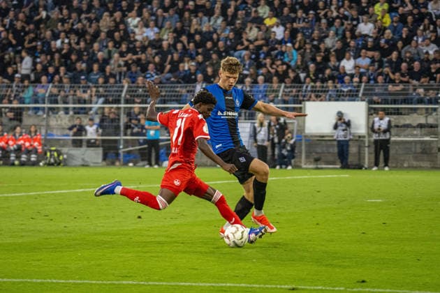 21.08.2026, xdaymx, Fussball DFB Pokal 1.Runde, SV Waldhof Mannheim - 1.FC Kaiserslautern. vl. Ibrahim KanatÃ mit dem Schussversuch, wird jedoch von Moritz Polte (SVW) geblockt. (DFL DFB REGULATIONS PROHIBIT ANY USE OF PHOTOGRAPHS as IMAGE SEQUENCES and or QUASI-VIDEO) Mannheim *** August 21, 2026, xdaymx, Soccer DFB Cup First Round, SV Waldhof Mannheim 1, FC Kaiserslautern: Ibrahim Kanat attempts a shot, but it is blocked by Moritz Polte (SVW). DFL and DFB regulations prohibit any use of photographs as image sequences and or quasi-video. Mannheim