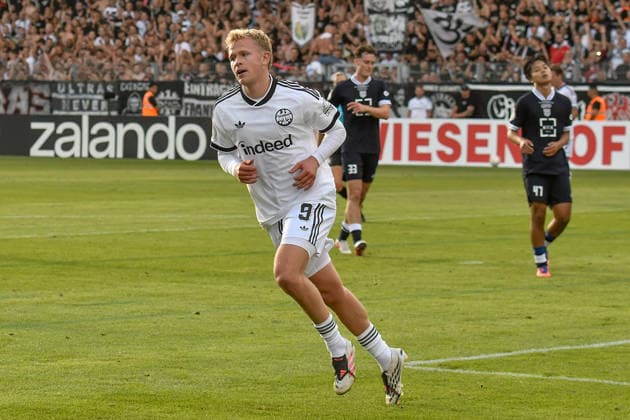 Jonathan Burkardt (Eintracht Frankfurt 9) jubelt nach dem Tor zum 0:4 21.08.2026 ¢ Fussball ¢ SC St. Tönis vs Eintracht Frankfurt, Grotenburg-Stadion, Krefeld, DFB DFL REGULATIONS PROHIBIT ANY USE OF PHOTOGRAPHS AS IMAGE SEQUENCES AND OR QUASI-VIDEO NRW Germany *** Jonathan Burkardt of Eintracht Frankfurt 9 celebrates after scoring the goal to make it 0–4 on August 21, 2026 ¢ Soccer ¢ SC St. Tönis vs. Eintracht Frankfurt, Grotenburg Stadium, Krefeld, DFB and DFL regulations prohibit any use of photographs as image sequences and or quasi-video. NRW, Germany Copyright: xpepphotox xSaschaxWeizx pep00321, pep_20260821_hm