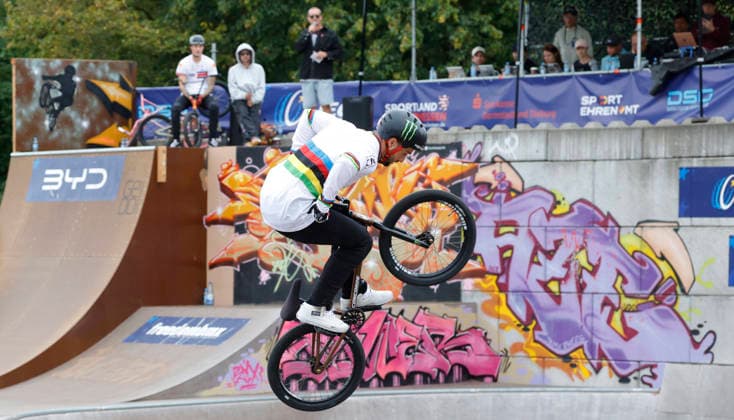 21.08.2026 Qualifikation Männer bei der BMX Freestyle Park Europameisterschaft in Darmstadt Bürgerpark Ausrichter VC Darmstadt 21.-23.8.26 hier Benjamin Daldy (FRA) während Wettkampf Darmstadt Hessen Deutschland *** August 21, 2026 Men s Qualifying Round at the BMX Freestyle Park European Championships in Darmstadt s Bürgerpark, hosted by VC Darmstadt, August 21–23, 2026; here, Benjamin Daldy (FRA) during the competition in Darmstadt, Hesse, Germany