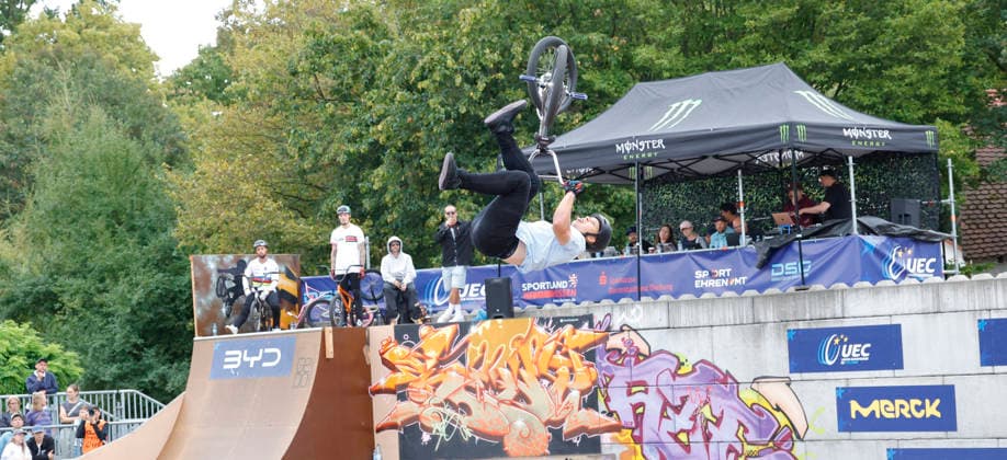21.08.2026 Qualifikation Männer bei der BMX Freestyle Park Europameisterschaft in Darmstadt Bürgerpark Ausrichter VC Darmstadt 21.-23.8.26 hier Nikita Fominov (AIN) während Wettkampf Darmstadt Hessen Deutschland *** August 21, 2026 Men s Qualifying Round at the BMX Freestyle Park European Championships in Darmstadt s Bürgerpark, hosted by VC Darmstadt, August 21–23, 2026. Here: Nikita Fominov (AIN) during the competition in Darmstadt, Hesse, Germany