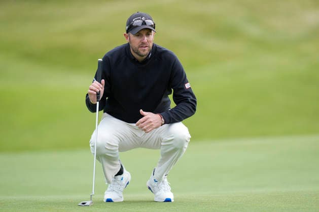 BALMEDIE, SCOTLAND - AUG 21: Matthew Southgate (ENG) lines up a putt on the ninth green during Round 2 at the 2026 Nexo Championship at the Trump International Golf Links, Balmedie on August 21, 2026 in Aberdeenshire, Scotland The 2026 Nexo Championship