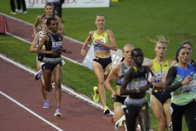 Lausanne, Switzerland - August 21: Marwa Bouzayani (TUN), Lexy Halladay (USA), Doris Lemngole (KEN), Elise Thorner (GBR), Lea Meyer (GER), Olivia Gürth - Olivia Gurth (GER) and Gabrielle Jennings (USA) compete in the 3000m Steeplechase Women during the Wanda Diamond League Athletissima Lausanne 2026 at Stade Olympique de la Pontaise on August 21, 2026 in Lausanne, Switzerland.  Copyright: xKjetilxWaberx xSPPx Sportspressphoto_SPR211822