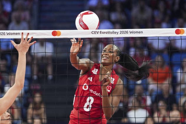 Turkiye v Latvia - CEV EuroVolley 2026 ISTANBUL, TURKIYE - AUGUST 21: Sinead Jack Kisal (8) of Turkiye in action during the CEV Women s European Volleyball Championship Group A match between Turkiye and Latvia at Sinan Erdem Dome in Istanbul, Turkiye on August 21, 2026. Beyza Comert Anadolu Istanbul Turkey. Editorial use only. Please get in touch for any other usage.  Copyright: x2026xAnadoluxBeyzaxComertx