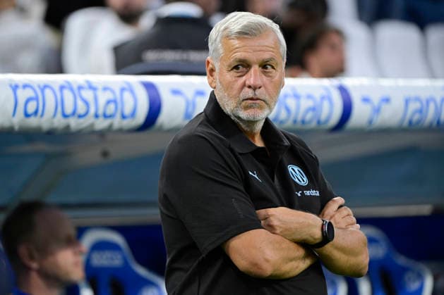 FOOTBALL : Olympique de Marseille VS RC Strasbourg Alsace - Ligue 1 McDonald s - 21 08 2026 Bruno Genesio (Coach Olympique de Marseille) - Ligue 1 McDonald s match between Olympique de Marseille and Racing Club de Strasbourg Alsace on August 21, 2026 at the CEPAC Velodrome Stadium in Marseille. MarseilleFrance  Copyright: xWilliamxCannarellax