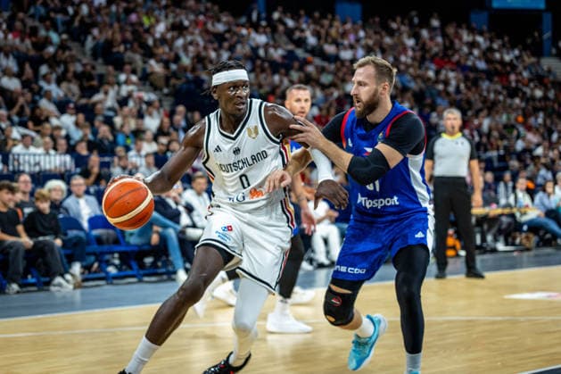 Basketball Hamburg 21.08.2026 Turkish Airlines Supercup 2026 Deutschland (GER) - Tschechien (CZE) Isaac Bonga (Deutschland, No.00) *** Basketball Hamburg, August 21, 2026 Turkish Airlines Supercup 2026 Germany GER Czech Republic CZE Isaac Bonga, Germany, No. 00