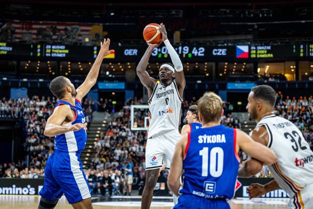 Basketball Hamburg 21.08.2026 Turkish Airlines Supercup 2026 Deutschland (GER) - Tschechien (CZE) Isaac Bonga (Deutschland, No.00) *** Basketball Hamburg August 21, 2026 Turkish Airlines Supercup 2026 Germany GER Czech Republic CZE Isaac Bonga Germany, No. 00