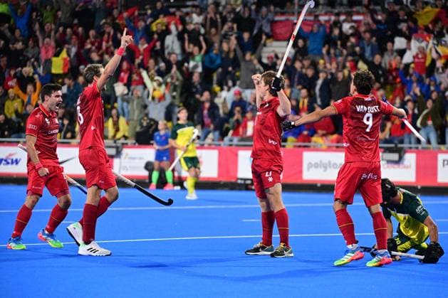 RECORD DATE NOT STATED Belgium s Tom Boon celebrates after scoring during a hockey game between Belgian Lions and Australia, the third (out of three) matches during the group stage of the men s 2026 Hockey World Cup, Saturday 30 December 1899 in Wavre. The 2026 edition of the Hockey World Cup takes place in Belgium and The Netherlands from August 15 to August 30. DIRKxWAEM  x183937702x