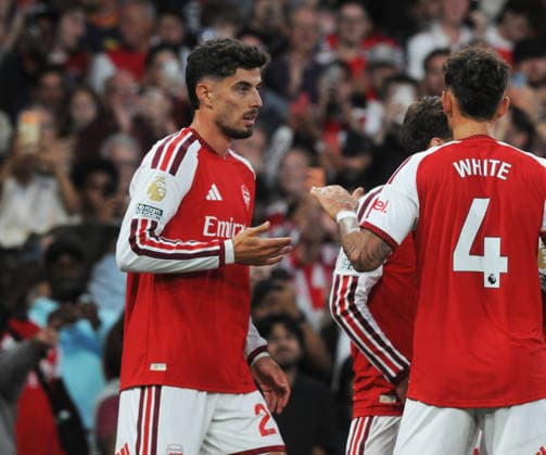 Football - 2026 - 227 - Arsenal v Coventry City FA Premiership at Emirates Stadium - Friday 21st August 2026 Kai Havertz of Arsenal celebrates scoring goal no 1 