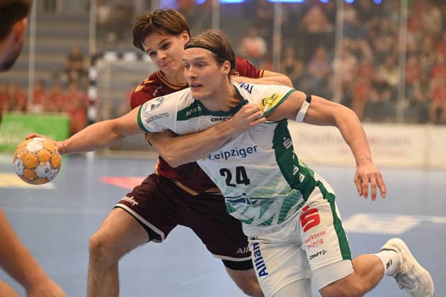 Blaer Hinriksson TuSEM Essen - SC DHfK Leipzig 21.08.2026 Blaer Hinriksson (SC DHfK Leipzig), 1. Runde DHB Pokal TuSEM Essen - SC DHfK Leipzig am 21. August 2026 in der Sporthalle am Hallo, Essen. Endstand: 36:33 nach Verlängerung *** Blaer Hinriksson TuSEM Essen vs. SC DHfK Leipzig August 21, 2026 Blaer Hinriksson SC DHfK Leipzig, 1st Round of the DHB Cup: TuSEM Essen vs. SC DHfK Leipzig on August 21, 2026, at the Sporthalle am Hallo, Essen Final score 36–33 after overtime
