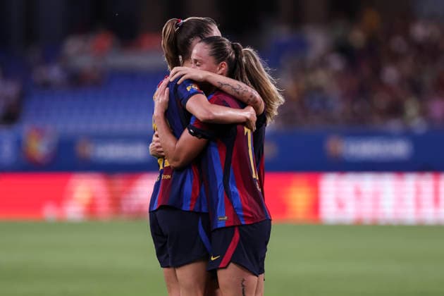 August 21, 2026, Sant Joan Despi, Barcelona, SPAIN: Caroline Graham of FC Barcelona, Barca celebrates a goal with Ewa Pajor during the Joan Gamper Trophy, football match played between FC Barcelona and Brighton & Hove Albion FC at Johan Cruyff Stadium on August 21, 2026 in Sant Joan Despi, Barcelona, Spain. FC Barcelona V Brighton & Hove Albion FC - Joan Gamper Trophy  - ZUMAa181 20260821_zaa_a181_150 Copyright: xJavierxBorregox
