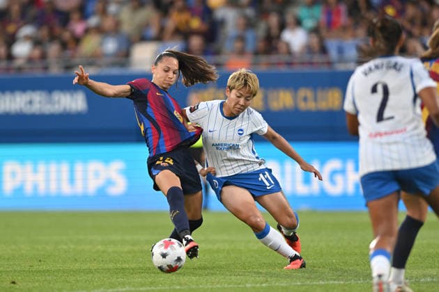 FC Barcelona, Barca v BRIGHTON & HOVE WOMEN S FOOTBALL JOHAN CRUYFF STADIUM,BARCELONA. August 21,2026 FC BARCELONA vs BRIGHTON & HOVE Aug 21,2026 Martina (24) of FC Barcelona vies with Kiko Seike (11) of Brighton & Hove during the match between FC Barcelona and Brighton & Hove corresponding to the Joan Gamper Trophy at Johan Cruyff Stadium in Barcelona, Spain, on August 21, 2026. Barcelona ESP Copyright: xS.xRosx