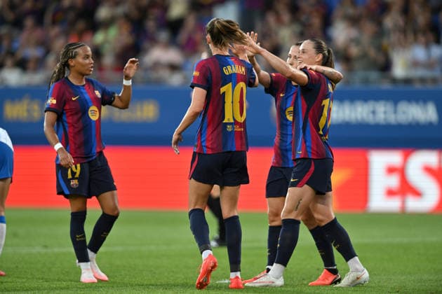 FC Barcelona, Barca v BRIGHTON & HOVE WOMEN S FOOTBALL JOHAN CRUYFF STADIUM,BARCELONA. August 21,2026 FC BARCELONA vs BRIGHTON & HOVE Aug 21,2026 Claudia Pina (9) of FC Barcelona celebrates scoring his team s second goal with teammates during the match between FC Barcelona and Brighton & Hove corresponding to the Joan Gamper Trophy at Johan Cruyff Stadium in Barcelona, Spain, on August 21, 2026. Barcelona ESP Copyright: xS.xRosx