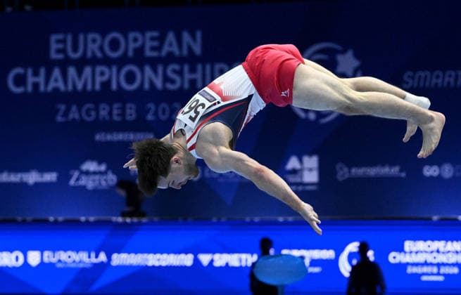 37th European Championships and 15th European Junior Championships in Men s Artistic Gymnastics - Day 3 Harry Hepworth of Great Britain competes on the Floor exercise during Senior Men™s Individual Apparatus Finals, Part 1 on day 3 of the 2026 Men s Artistic Gymnastics European Championships at Arena Zagreb on August 21, 2026 in Zagreb, Croatia.  MarkoxLukunic PIXSELL