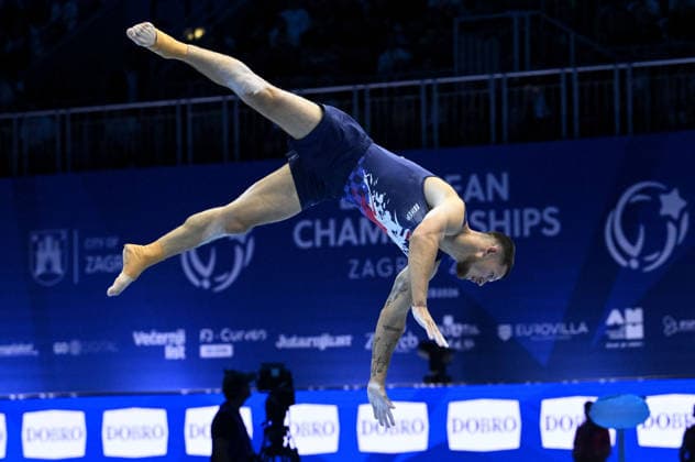 37th European Championships and 15th European Junior Championships in Men s Artistic Gymnastics - Day 3 Illia Kovtun of Croatia competes on the Floor exercise during Senior Men™s Individual Apparatus Finals, Part 1 on day 3 of the 2026 Men s Artistic Gymnastics European Championships at Arena Zagreb on August 21, 2026 in Zagreb, Croatia.  MarkoxLukunic PIXSELL