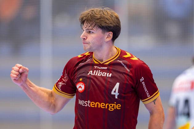 21.08.2026. 1. Runde im DHB Pokal, TuSEM Essen - SC DHfK Leipzig. Felix Göttler (TuSEM Essen) jubelt. Essen Am Hallo NRW Deutschland xRHR-FOTO DEx *** August 21, 2026, 1st Round of the DHB Cup, TuSEM Essen vs. SC DHfK Leipzig, Felix Göttler, TuSEM Essen celebrates, Essen, Am Hallo, NRW, Germany, xRHR, PHOTO: DEx Copyright: DennisxEwert RHR-FOTOx RHR-FOTO DE