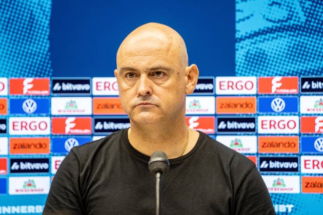 21.08.2026, xdaymx, Fussball DFB Pokal 1.Runde, SV Waldhof Mannheim - 1.FC Kaiserslautern. Rui Tomas Faustino Pinto auf der Pressekonferenz nach dem Spiel. DFL DFB REGULATIONS PROHIBIT ANY USE OF PHOTOGRAPHS as IMAGE SEQUENCES and or QUASI-VIDEO) Mannheim *** August 21, 2026, xdaymx, Soccer DFB Cup First Round, SV Waldhof Mannheim 1 FC Kaiserslautern Rui Tomas Faustino Pinto at the post-match press conference DFL DFB REGULATIONS PROHIBIT ANY USE OF PHOTOGRAPHS as IMAGE SEQUENCES and or QUASI-VIDEO Mannheim