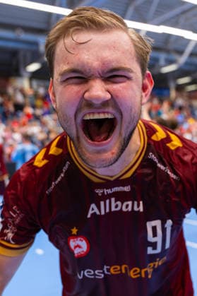 21.08.2026. 1. Runde im DHB Pokal, TuSEM Essen - SC DHfK Leipzig. Alexander Schoss (TuSEM Essen) jubelt. Essen Am Hallo NRW Deutschland xRHR-FOTO DEx *** August 21, 2026, 1st Round of the DHB Cup, TuSEM Essen vs. SC DHfK Leipzig, Alexander Schoss, TuSEM Essen celebrates, Essen, Am Hallo, NRW, Germany, xRHR, PHOTO: DEx Copyright: DennisxEwert RHR-FOTOx RHR-FOTO DE