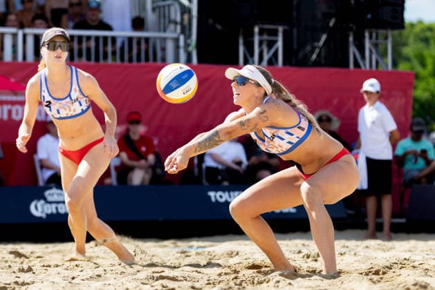 August 21, 2026, Montreal, Quebec, Canada: MARIE-ALEX BELANGER and LEA MONKHOUSE from Canada Julia Donlin and Lexy Denaburg from USA in match against at Beach Pro Tour at Parc Jean-Drapeau in Montreal, Quebec, Canada on 2026-08-21 Montreal Canada - ZUMAl189 20260821_zsp_l189_056 Copyright: xYannickxLegarex